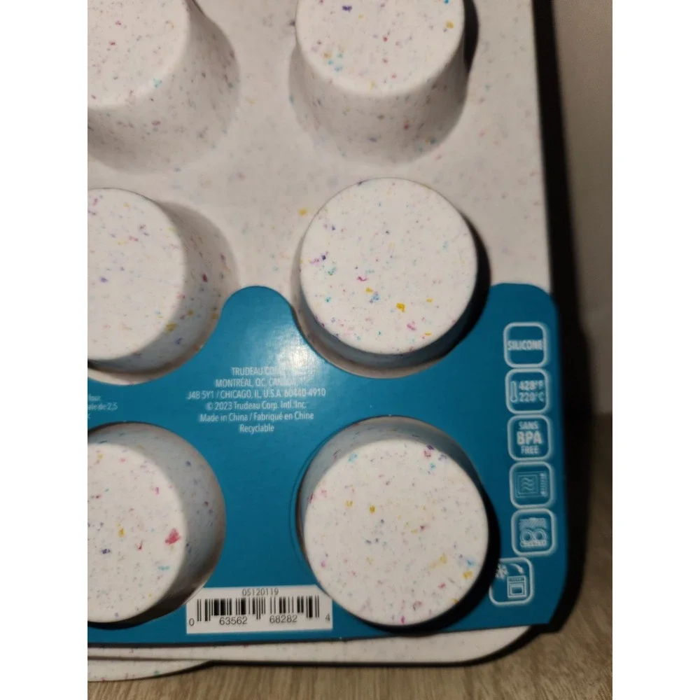 Trudeau Silicone 24 Count Mini Muffin Pan, Multi-Color Confetti, Dishwasher Safe